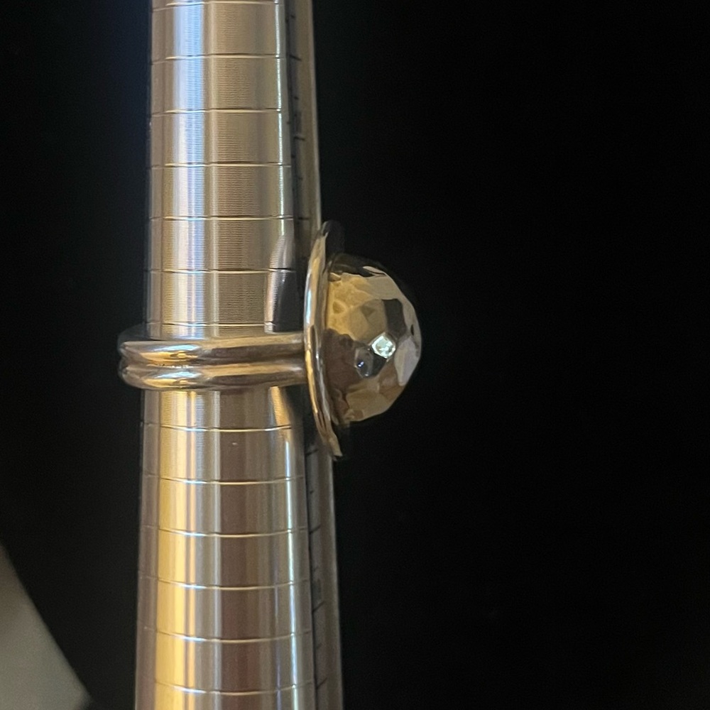 Hammered 925 Silver Sphere Statement Ring - image 2